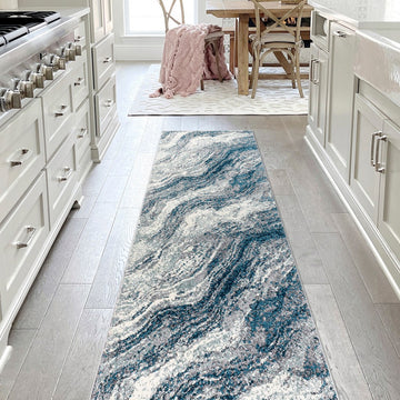 Kassia Contemporary Glam Abstract Marble Area Rug